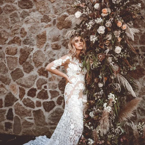 Lovers Society Kennedy Wedding Gown Size 10 Boho Lace